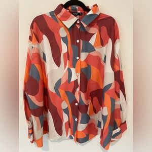 Plus Allover Print Button front shirt